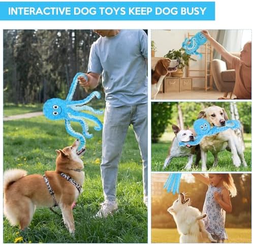 Letsmeet Squeaky Dog Toys Octopus Stuffed Crinkle Toy, Puppy Chew Toys - Image 6