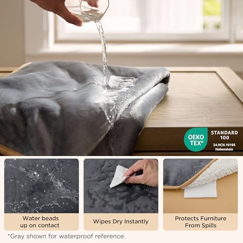 Bedsure Waterproof Blanket for Bed Soft Sherpa Fleece Throw, King 108"x86" - Image 2