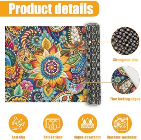 Colorful Mandala Flower Bath Mat - Image 3