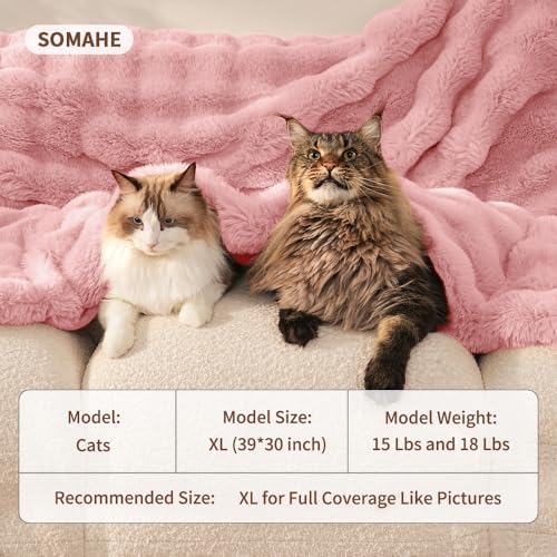 SOMAHE Soft Faux Fur Cat Blanket, Small 22x18 Soft Pink - Image 5