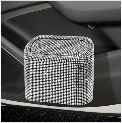Bling Car Trash Can with Lid, Sparkly Mini Crystal Litter Container Auto by Unknown