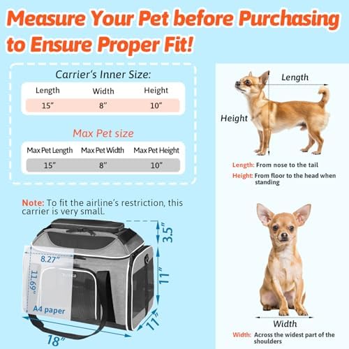 Petskd Top-Expandable Small Pet Carrier 18"x11"x11" Airline Approved - Image 3