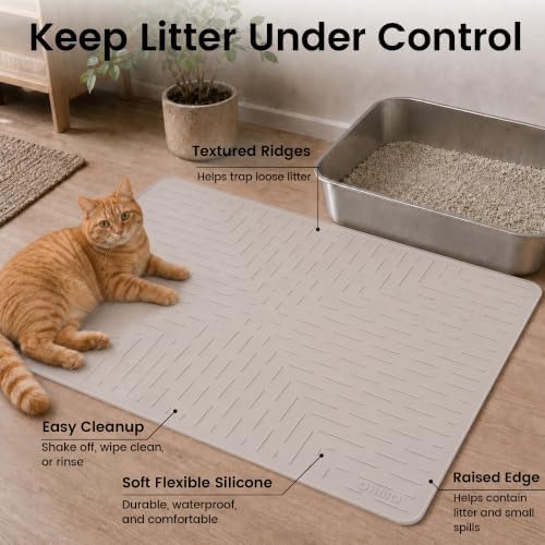 OHMO Large Cat Litter Mat 31.5x23.6 Silicone Trapping Mat Semi Transparent - Image 2