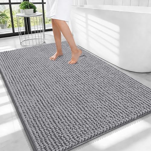 OLANLY Thick Chenille Large Bathroom Rugs 40x32, Absorbent Bath Mat by OLANLY