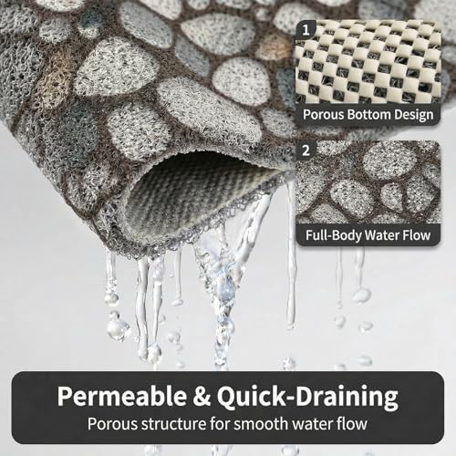 Square Shower Mat Non Slip, 27 x 27 Inch Anti Slip Showr Mat Without Suction - Image 4