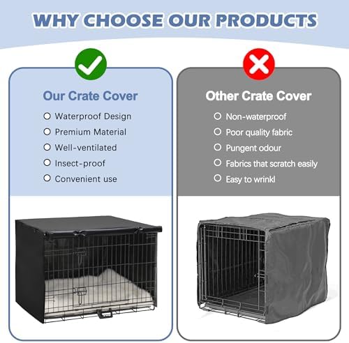 Akinerri Dog Crate Cover, Double Door Waterproof Kennel Cover, 24 in Black - Image 3