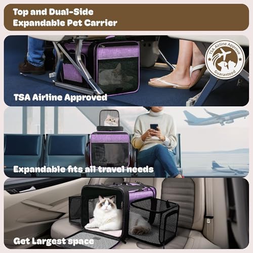 Top and 2 Sides Expandable Cat Carrier 18x11x11 TSA Airline Approved - Image 2