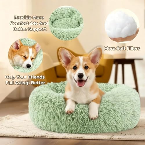 Calming Donut Dog Bed for Small Dogs, Anti-Anxiety Round Washable Plush Fluffy - Image 4