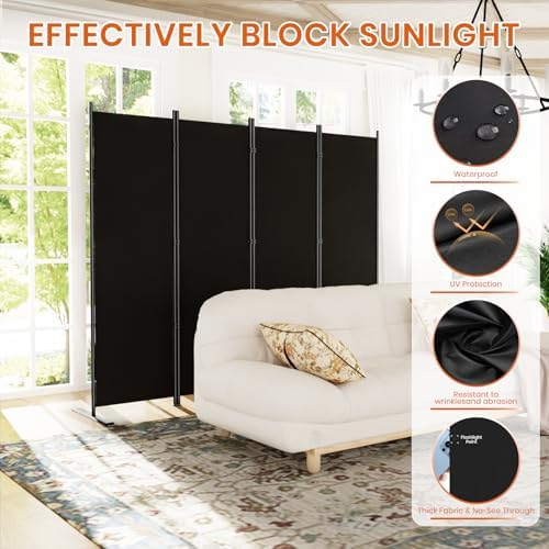 SUNALLY Room Divider Privacy Screens, 6 Panel Divider - Image 3