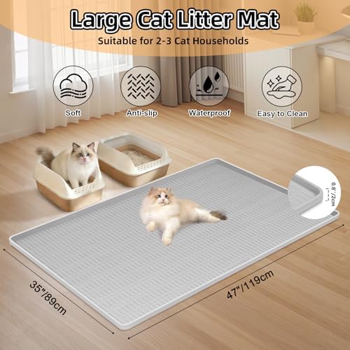 Silicone Cat Litter Mat 47" x 35" Cat Mat - Image 2