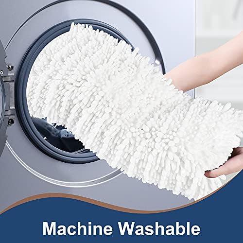 Luxury Chenille White Bathroom Rugs Sets 2 Piece, Thickened Hot Melt Rubber - Image 5