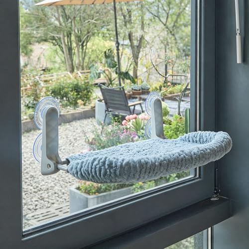 AIWIKIDE Cat Window Perch with Cushion Rim, Easy Install Bracket, Portable Wall - Image 2