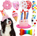 lilfrd 9Pcs Pink Dog Birthday Toy Set, Squeaky Hat Bandana Gift by Lilfrd