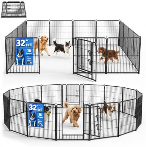 Dog Playpen Outdoor, 32 Inch Height 16 Panels Foldable Dog Pens Outside by HomePage