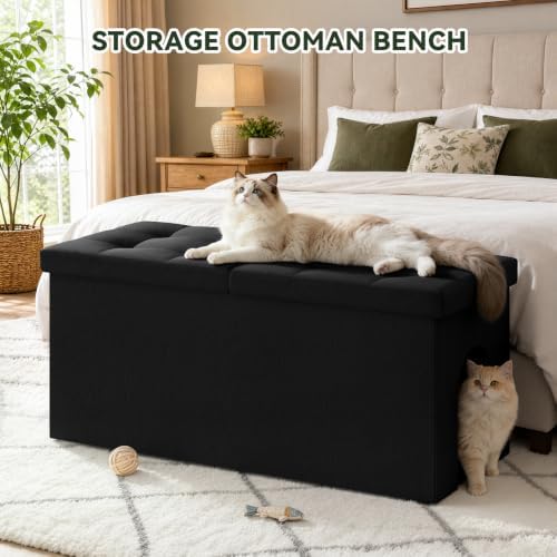 3-in-1 Cat Litter Box Enclosure Furniture, Cat Ottoman - Image 5