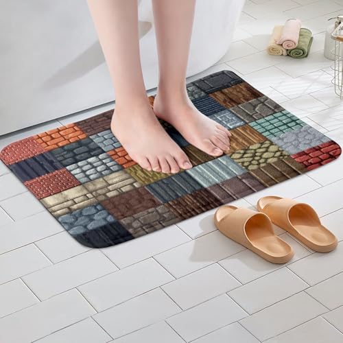 Manfei Cartoon Gamepad Microfiber Bathroom Rugs, Block Theme Non Slip Bath Mat - Image 5