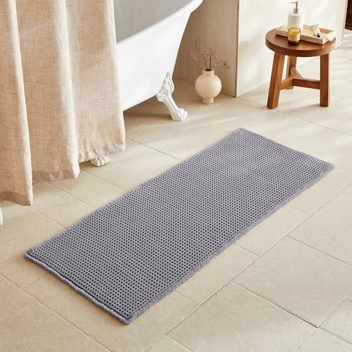 TYUU Waffle Runner Rug Bathroom, Long Boho Bath Mat, 60x24 Grey by TYUU