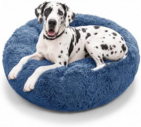 JOLLYVOGUE Dog Beds Large Sized Dog, Calming Anti-Anxiety Dog Bed, Fluffy Donut by JOLLYVOGUE