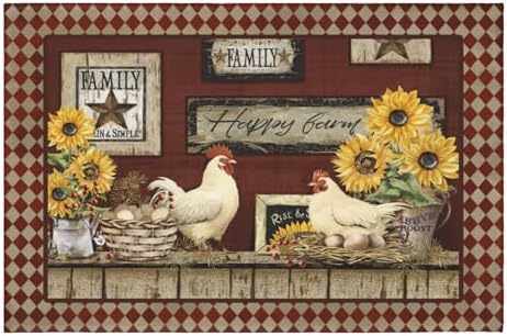 Giwawa Vintage Rooster Bath Rug Farmhouse Chicken Shower Mat Absorbent Bath by Giwawa