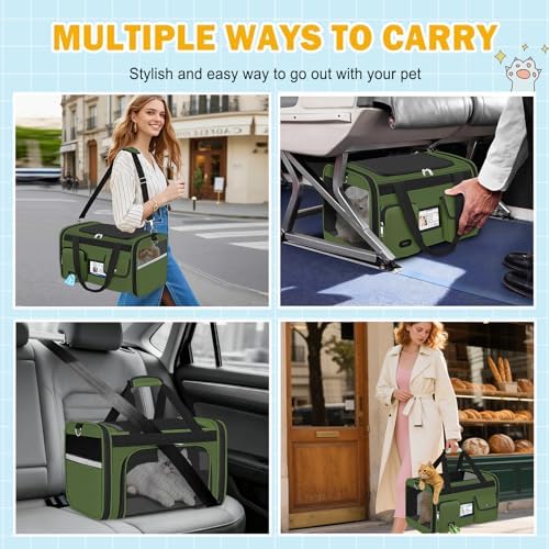 HUANLANG Large Cat Carrier Soft Sided Travel Pet Carrier Airline Approved - Image 2