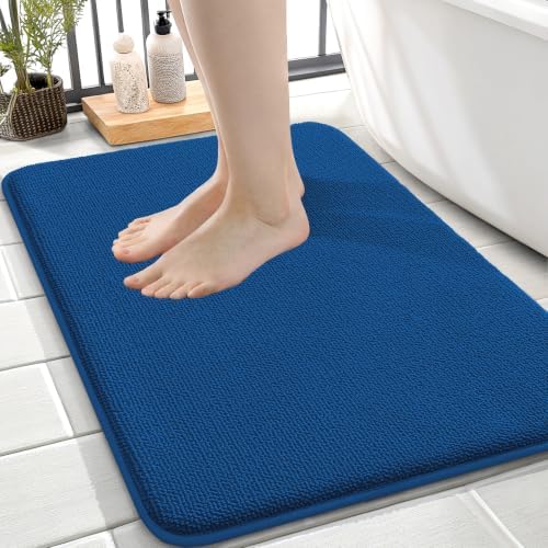 OLANLY Memory Foam Small Bathroom Rug 24x16, Absorbent Bath Mat, Royal Blue by OLANLY
