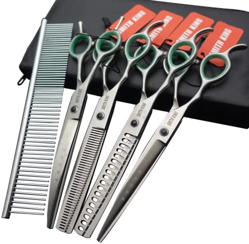 Professional Dog Grooming Shears Set Dogs Straight & thinning & Curved scissors by Smithking
