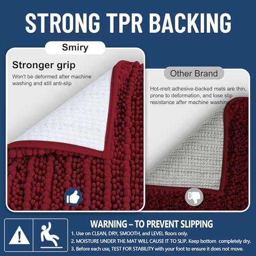 Smiry Bathroom Rugs 24X16, Extra Soft Rubber Backing Chenille Bath Mats - Image 3