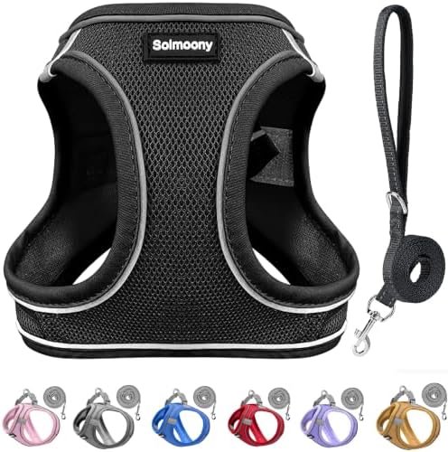 Solmoony Sparkly XS Dog Harness and Leash Set, Step in Soft Light Puppy Vest by SOLMOONY