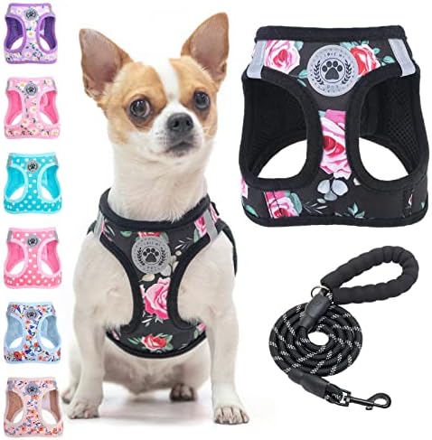BEAUTYZOO Small Dog Harness and Leash Set, No Pull Puppy Pet Vest-Floral by BEAUTYZOO