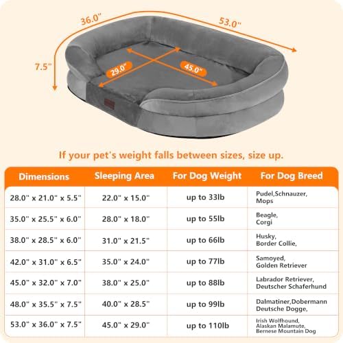 Orthopedic Waterproof XXX-Large Dog Bed Sofa, Gel Memory Foam - Image 4