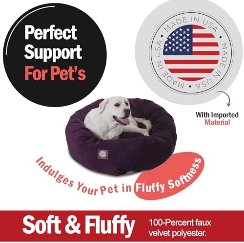 Majestic Pet Micro Velvet Dog Bed, 40 Inch Large, Round Washable - Image 2