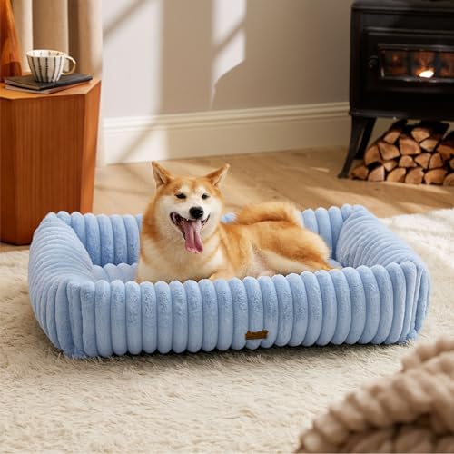 Bedsure ComfyFleece® Cute Dog Beds Large Sized Dog Washable，36in Blue by BEDSURE