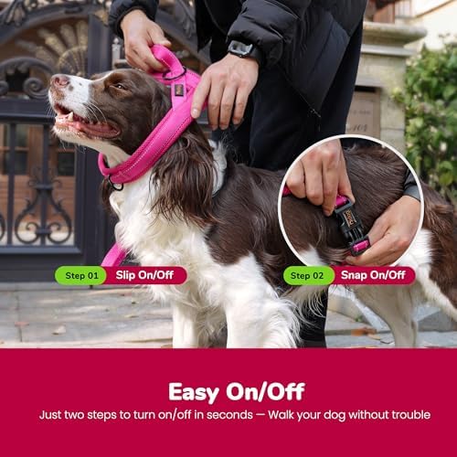 Didog No Pull Dog Harness for Medium Dogs, Breathable Mesh, Hot Pink - Image 4