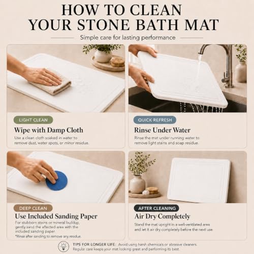 Stone Bath Mat – Diatomaceous Earth Quick Drying Non-Slip Bathroom Mat – - Image 6