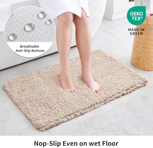 Disolla Beige & White Bathroom Runner Rug 24x70, Plush Extra Large Bath Mat - Image 2