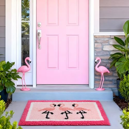 Boao Flamingo Bath Mat Non Slip 24 x16 Inch Pink Tufted Bathroom - Image 4