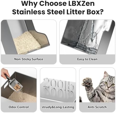 2 Pack XXXL Square Stainless Steel Litter Box - Image 4