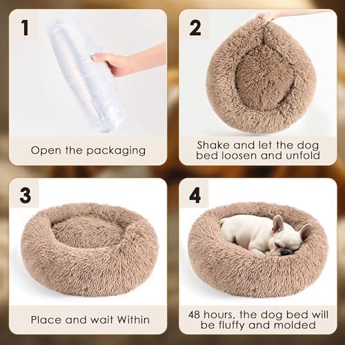 Hoewina Dog & Cat Bed for Indoor Cats, 20in Calming Donut Bed - Image 7
