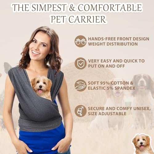 Dog Sling Carriers, Cat Wrap Carrier Chest, Front Facing Dog Sling, Hands Free - Image 4