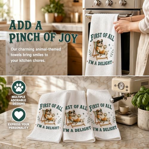 English Bulldog Kitchen Towel, Cute Dog Hand Towel, Funny Dog Lover Gift - Image 6