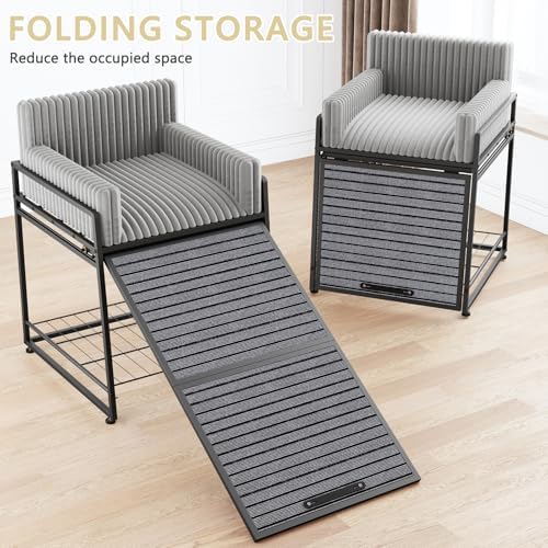 Dog Window Perch with Stairs and Storage, Pet Stairs Ramp with Seat - Image 2