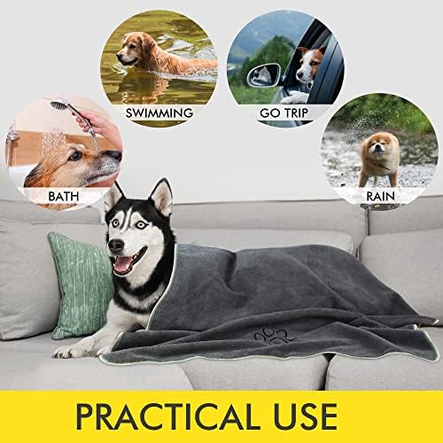 KinHwa Dog Towels for Drying Dogs, Absorbent Microfiber Pet Bath Towel Gray - Image 4