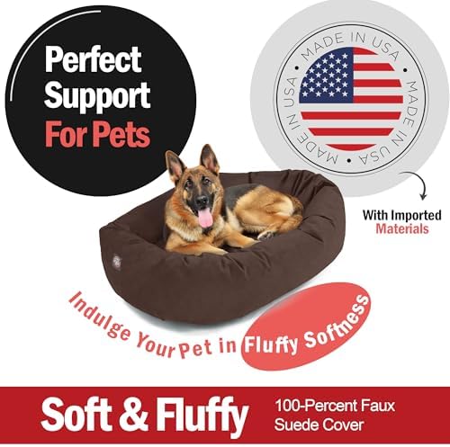 Majestic Pet 52 Inch Suede Calming Dog Bed Washable – Cozy Soft Round Dog Bed - Image 2