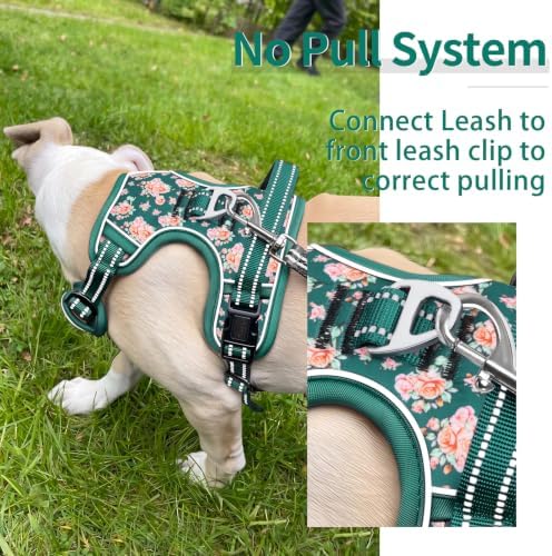 HEELE Dog Harness, Reflective, No Pull No Choke, Flower Grass Green - Image 5