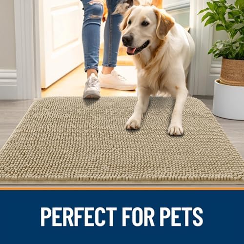 OLANLY Dog Door Mat for Muddy Paws 48x30, Super Absorbent Chenille Mud Mat - Image 6