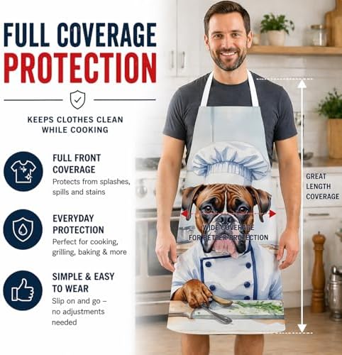 Caroline's Treasures Boxer The Chef Apron Cooking Kitchen Server Baking Crafts - Image 3