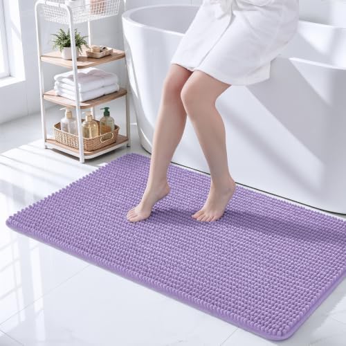 Ophanie Purple Bathroom Rugs 44x24, Soft Chenille Bath Mat, Non Slip Absorbent by Ophanie