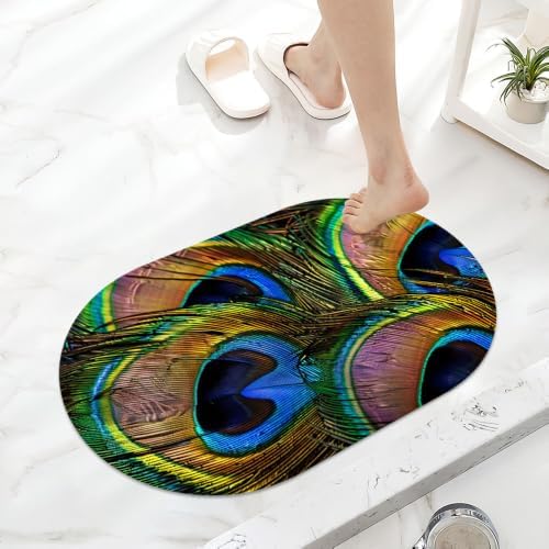 Vibrant-Peacock-Feathers Super Absorbent Quick-Drying Bathroom Mat Rug - Image 6