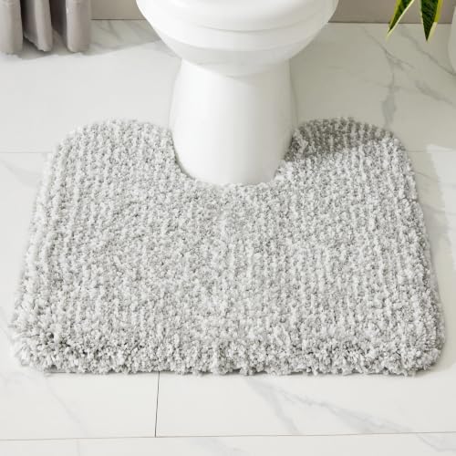 Disolla Toilet Rug 22x24 Grey & White, Soft Toilet Mat U-Shaped Washable - Image 3