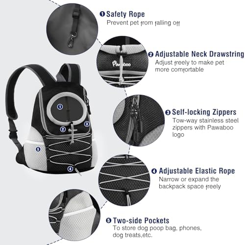 Pawaboo Pet Dog Front Carrier Backpack, Ventilated Mesh Puppy Back Pack - Image 6